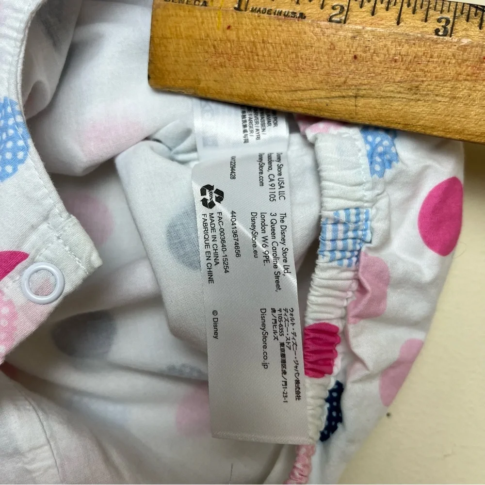 Disney‎ Baby Minnie Mouse  Polka Dot Romper Size 9-12M Pink Bows White Blue